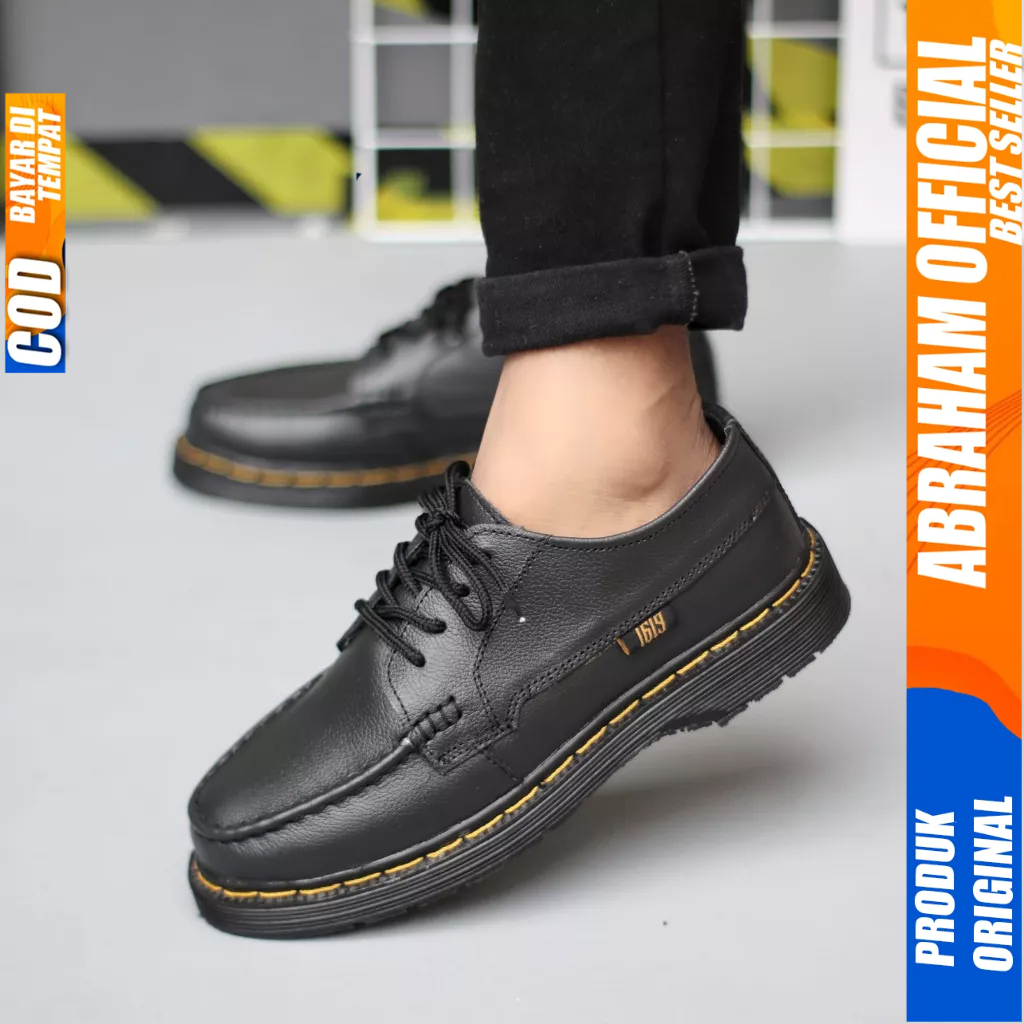 Sepatu Pantofel Formal Docmart Casual Kulit Hitam Pria