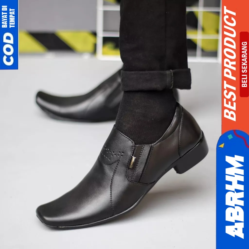 ABRHM Sepatu Pantofel Hitam Kulit Formal Ukuran Besar 44 45 46 47 Pria