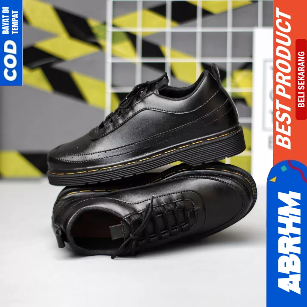 ABRHM Sepatu Formal Docmart Low Boots Pantofel Hitam Kerja Pria