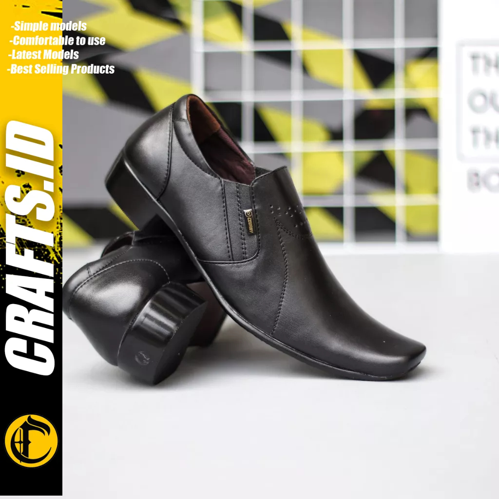 CRAFTS - Sepatu Formal Pantofel Tali Hitam Ukuran Besar 44 45 46 47 Kulit Asli Kerja Pria