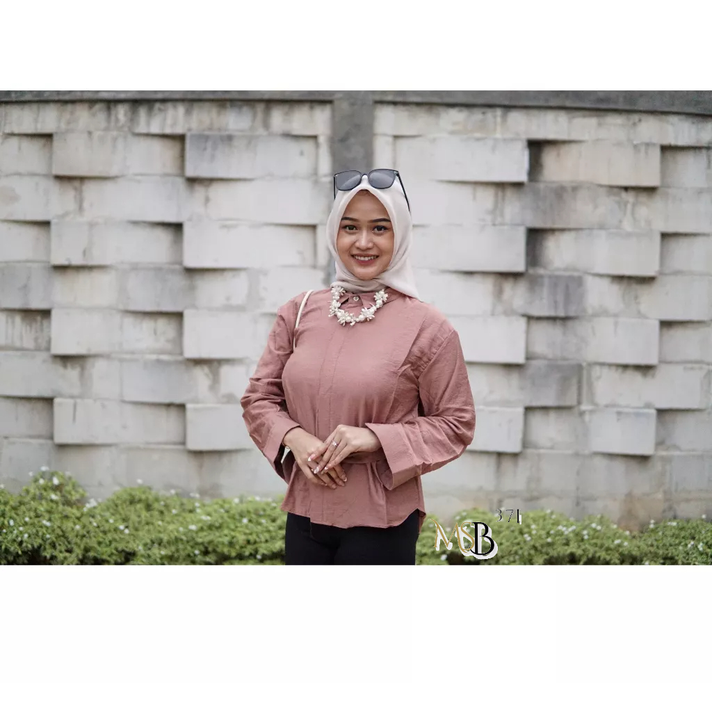 MSB 371 Kemeja Wanita Lula Shirt Atasan Basic Free Obi Belt