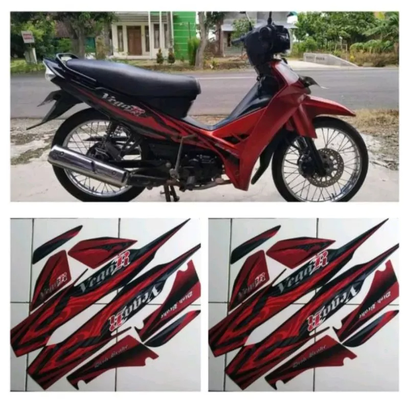 STIKER STRIPING LIS LES BODY MOTOR YAMAHA VEGA R TAHUN 2008 FULL MERAH ORIGINAL NEW ALL BERKUALITAS