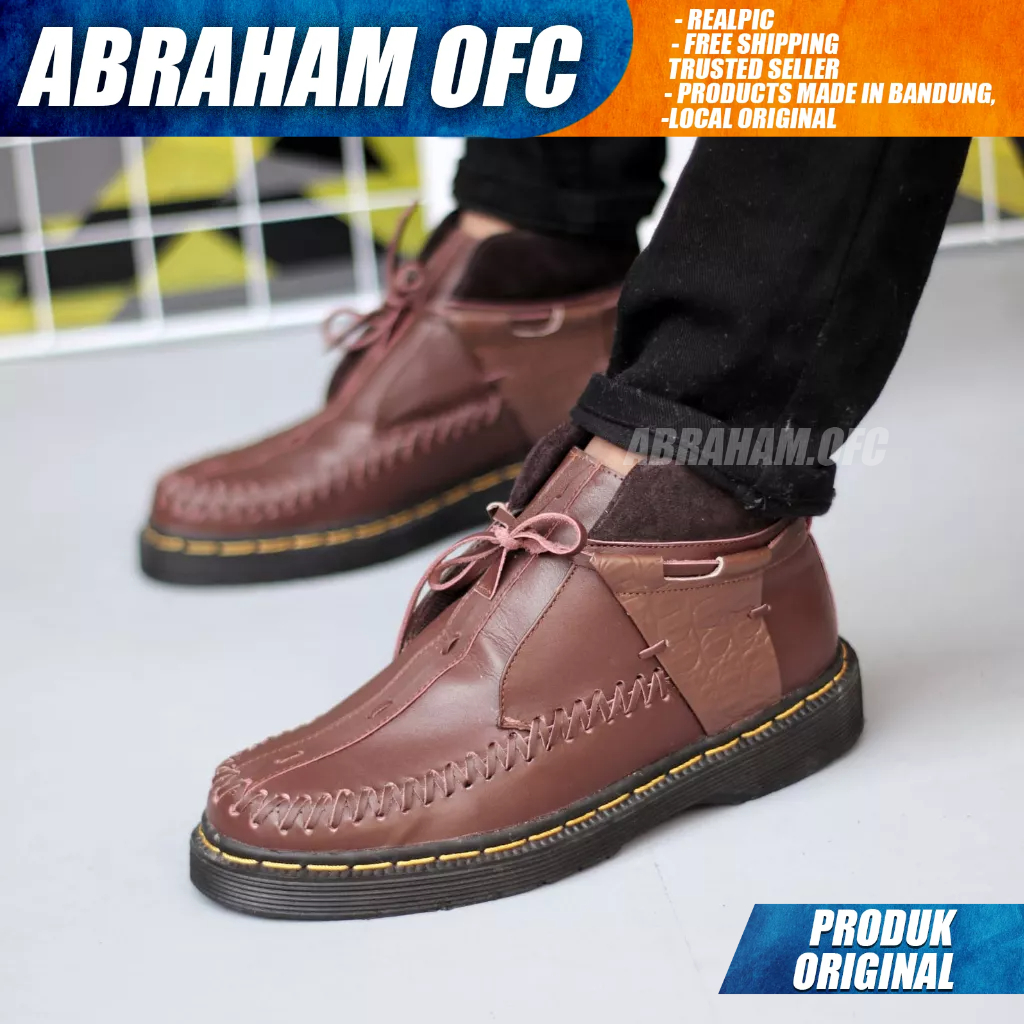 ABRAHAM Sepatu Docmart Boots Kulit Asli Hitam Kerja Pria