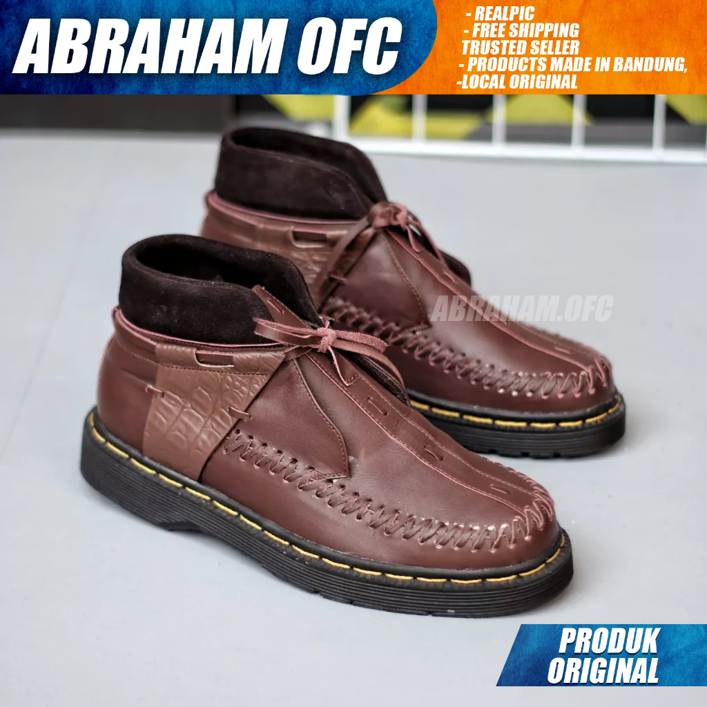 ABRAHAM Sepatu Docmart Boots Kulit Asli Hitam Kerja Pria