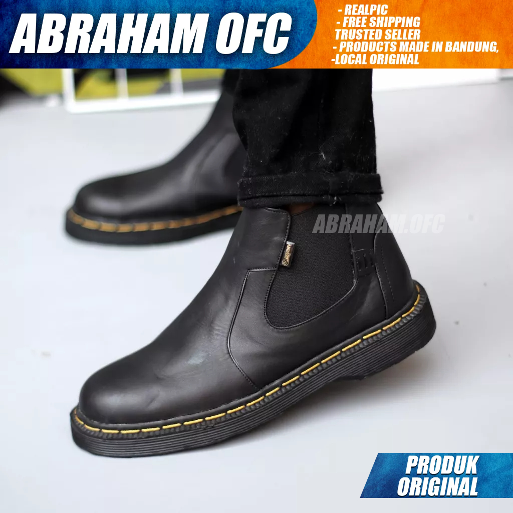 ABRAHAM Sepatu Boot Docmart Kulit Asli Casual Formal Pantofel Kerja Pria