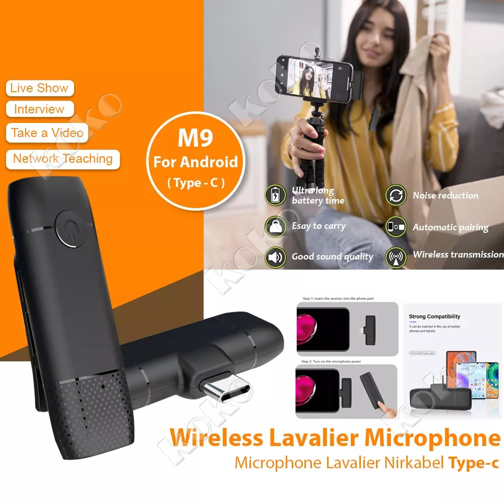 【Penjual Lokal】Wireless Lavalier Microphone Android Type- C / Iphone Mikrofon nirkabel  Lightning Mic Wireless Audio Video Recording Portable Mic Vlog Live Game