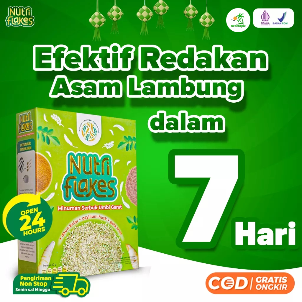 

Nutriflakes Minuman Serbuk Umbi Garut - Minuman Sehat Untuk Asam Lambung & Maag 100% Alami Umbi Garut Asli Dengan Psyilium Husk & Daun Kelor Solusi Perlancar Pencernaan Bantu Terapi Asam Lambung