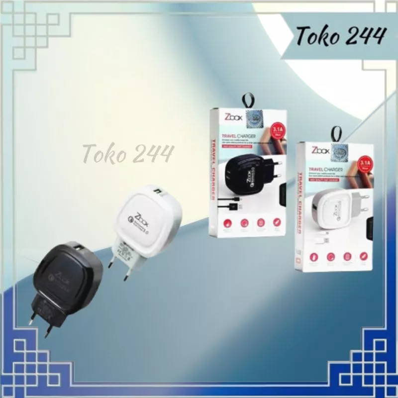 Adaptor Cas Travel Charger ZBOX Z440 3.1A Qualcomm 3.0 Fast Charging Type C Micro USB