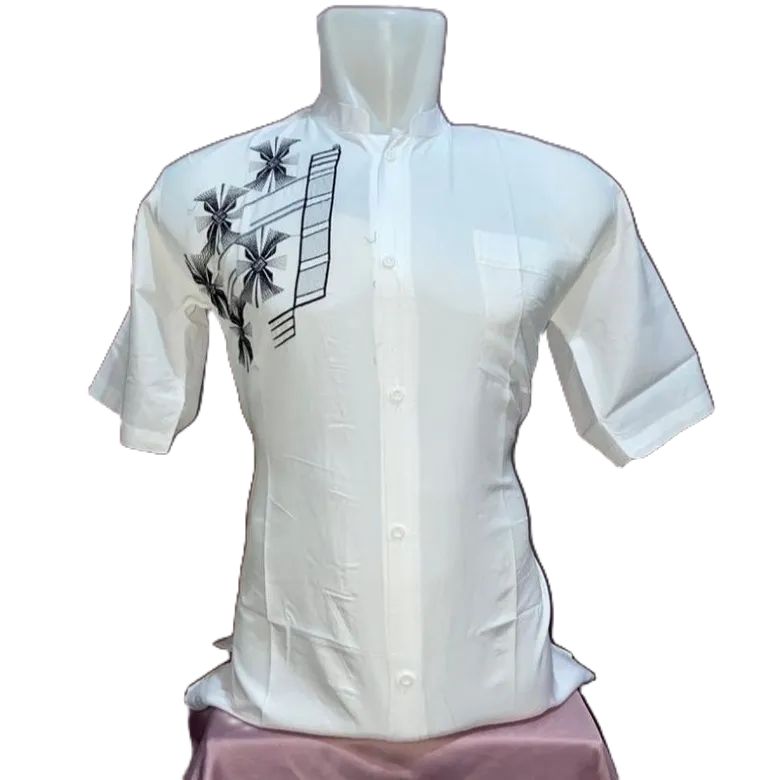 ( COD ) BAJU KOKO PUTIH LENGAN PENDEK BORDIR APLIKASI / BAJU KOKO PUTIH LENGAN PENDEK TERMURAH