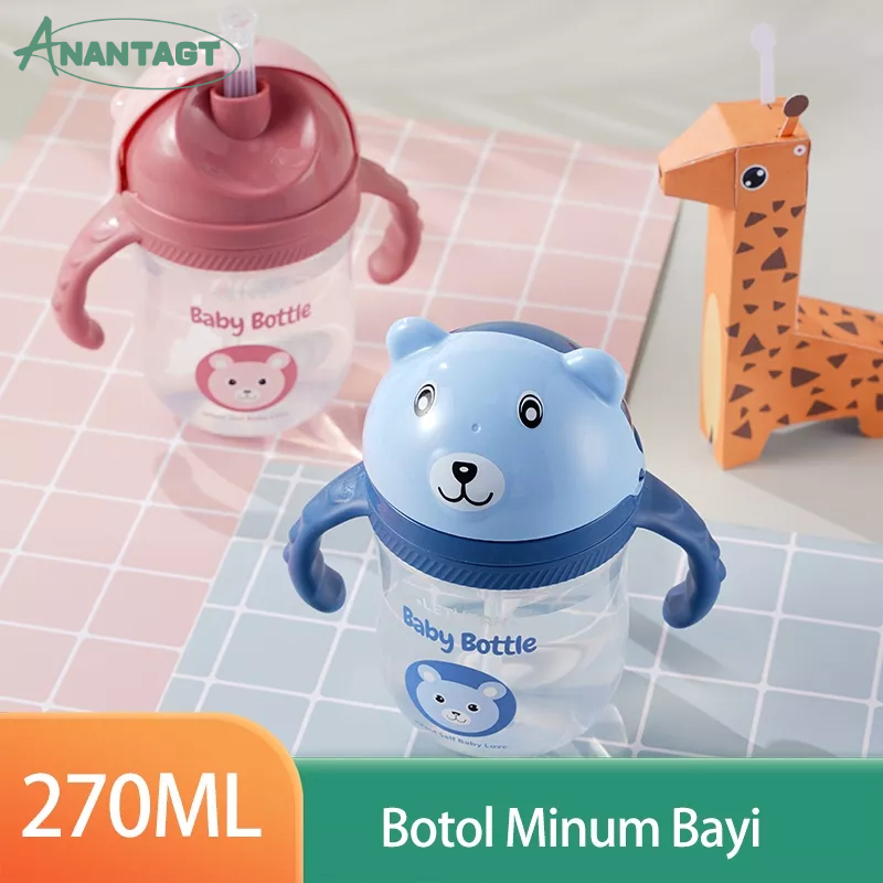 letyeah &amp; anantagt Gelas Bayi Training Cup 300ml Botol Minum Balita Sedotan Silikon Cangkir Susu Anak Bebas BPA Free