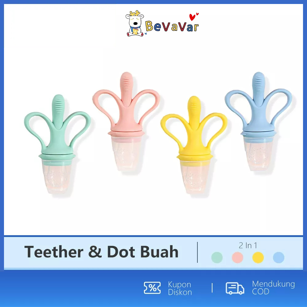 BEVAVAR Mainan Gigitan Bayi  Dot Buah Bayi 2 In 1 Bahan Silikon Lembut