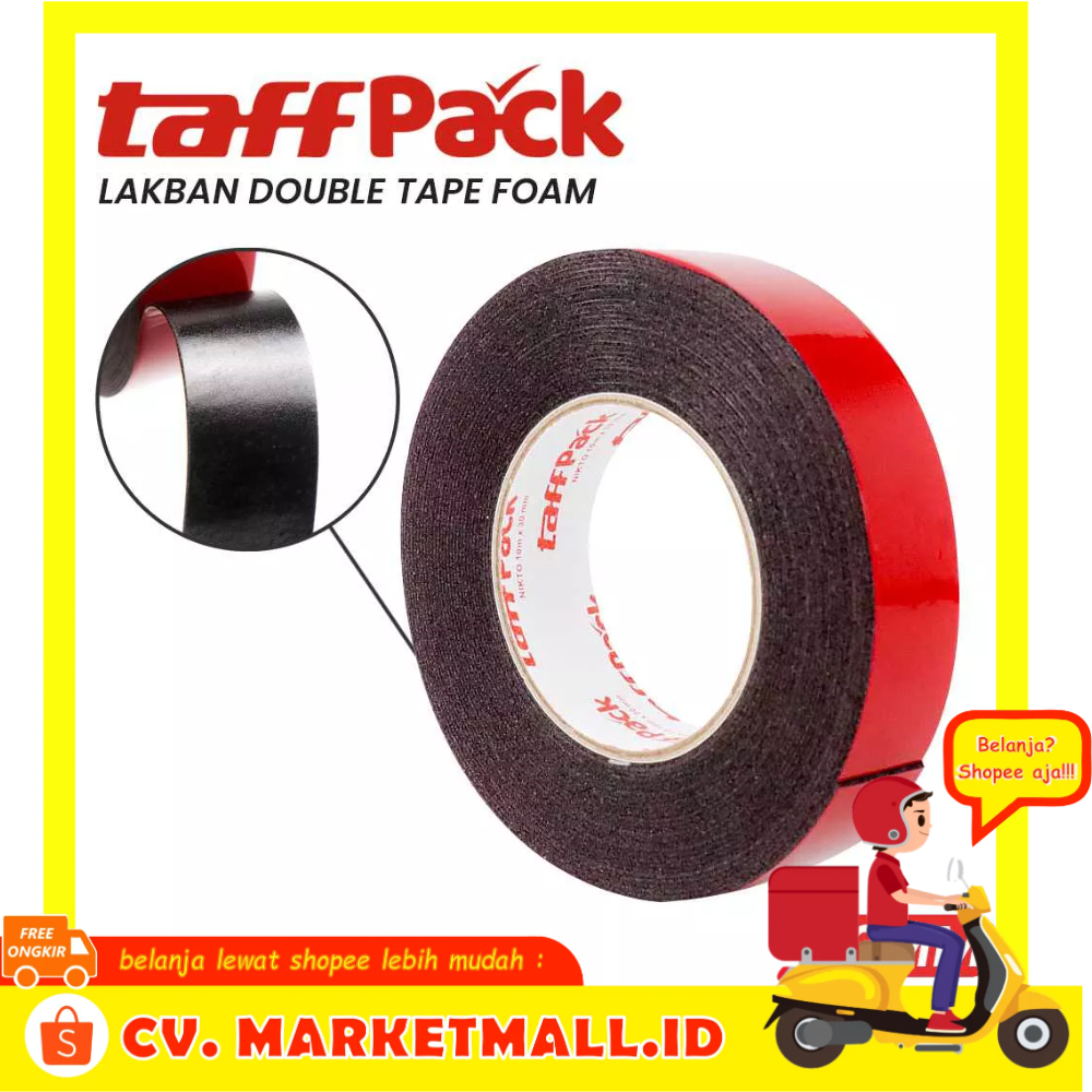 Perekat Tape Dua Sisi Lakban Double Tape 3M Busa Serba Guna Size 10m Resistensi Kuat TaffPACK - 7UHZ01RE