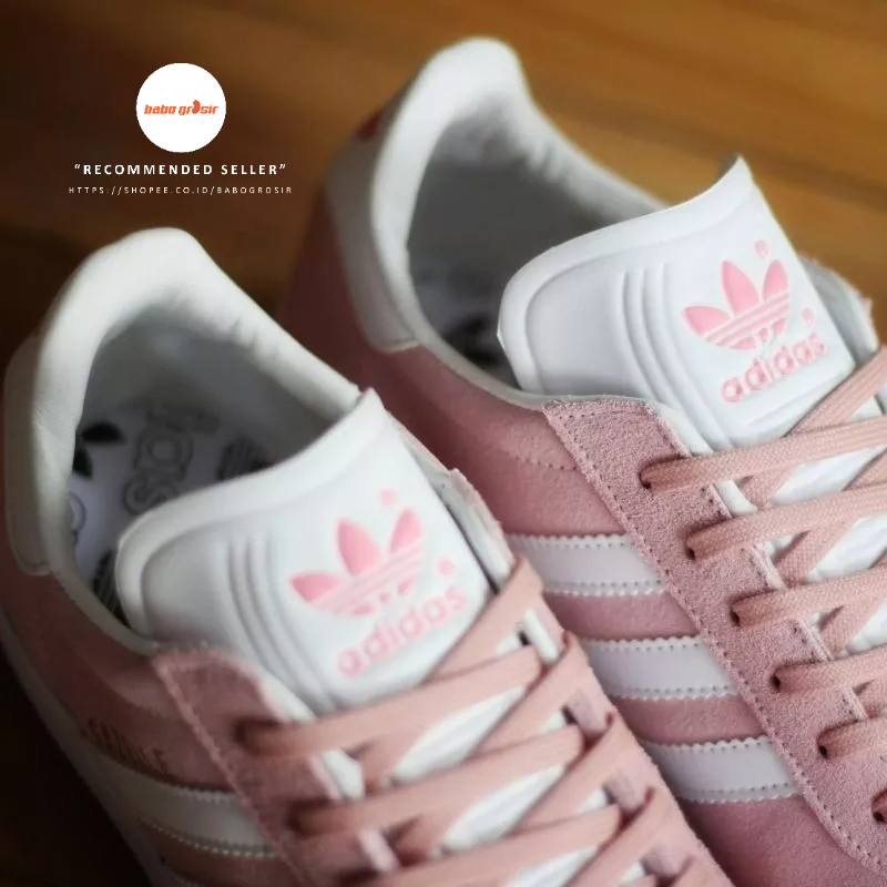 PROMO Sepatu Sneakers Murah | Adidas Gazelle Peach White Premium TOP Quality, Harga Termurah