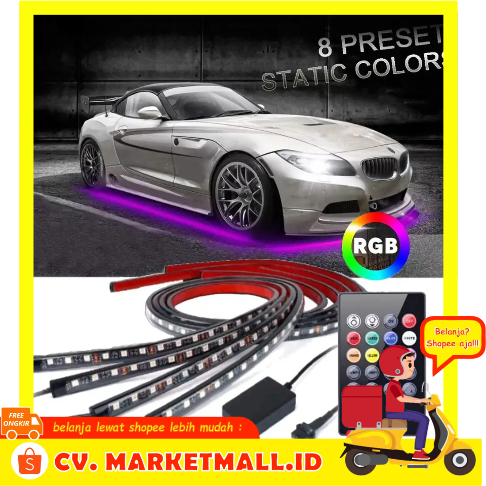 4PCS 90/120cm Remote Controller Lampu LED Strip Bawah Kolong Sasis Mobil Kendali Aplikasi Kontrol Musik Kontrol Suara Waterproof JIAMEN JIA4 - 7RLL2XBK