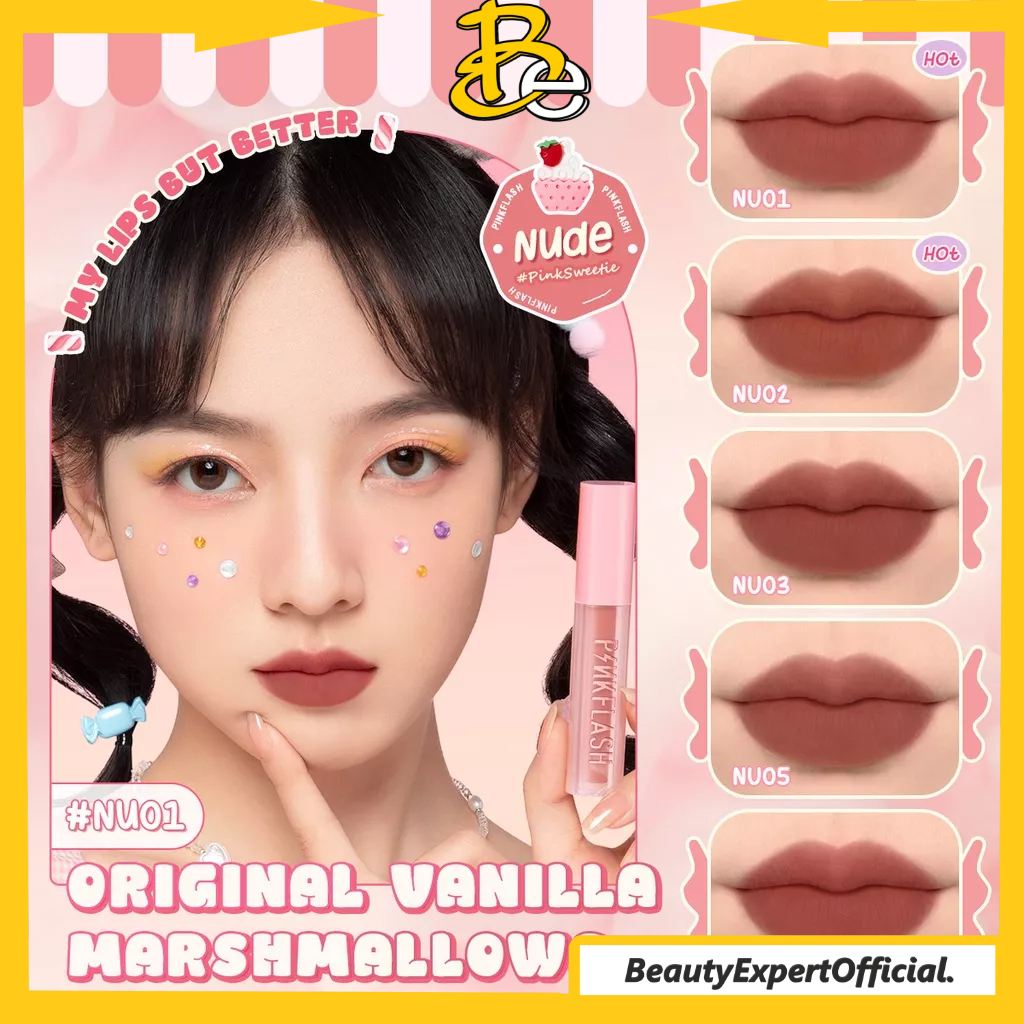 ⭐️ Beauty Expert ⭐️ [NEW] PINKFLASH PinkSweetie Fuzzy-Soft Velvet Matte Lip Clay Lipstik Lightweight High Pigment Lip Mud For Lip &amp; Cheek 21 Colors PF-L16