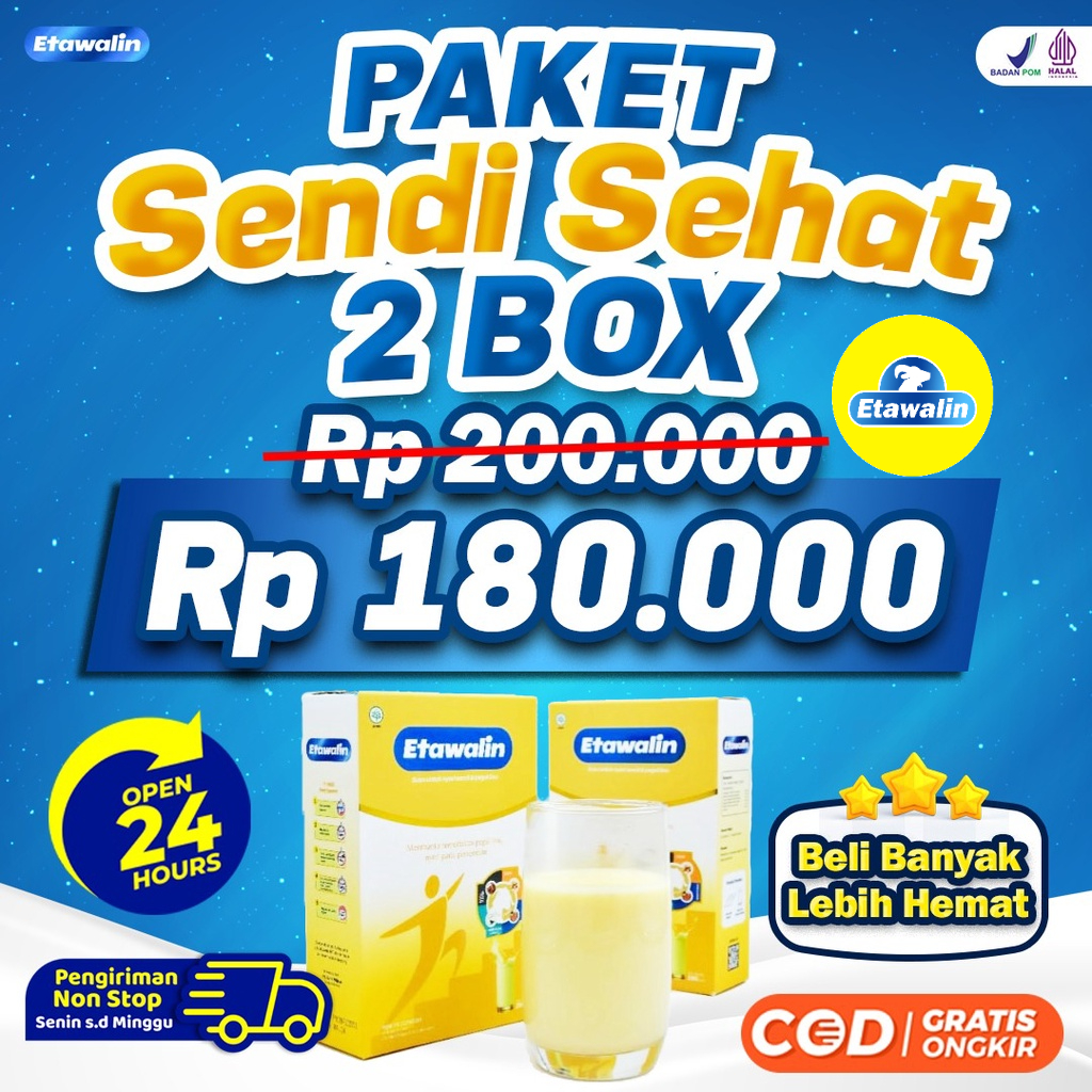 Etawalin Paket Sendi Sehat - 2 Box  Susu Kambing Etawa Tingkatkan Kepadatan &amp; Kesehatan Tulang Sendi Susu Anti Pengapuran Sendi Asam Urat Rematik Reumatik Nyeri Sendi Cocok Untuk Lansia Medjool Store