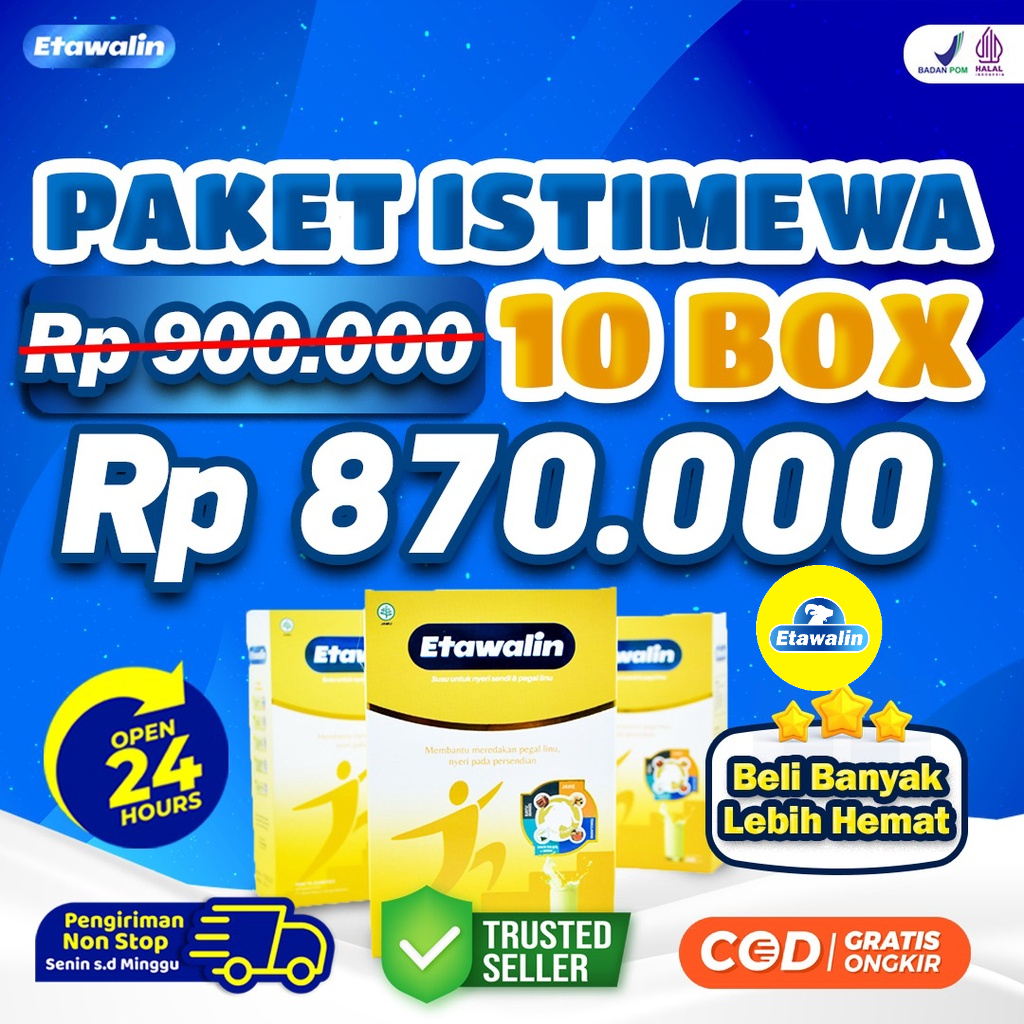 Etawalin Paket Hemat - 10 Box  Susu Kambing Etawa Tingkatkan Kepadatan &amp; Kesehatan Tulang Sendi Susu Anti Pengapuran Sendi Asam Urat Rematik Reumatik Nyeri Sendi Cocok Untuk Lansia Medjool Store
