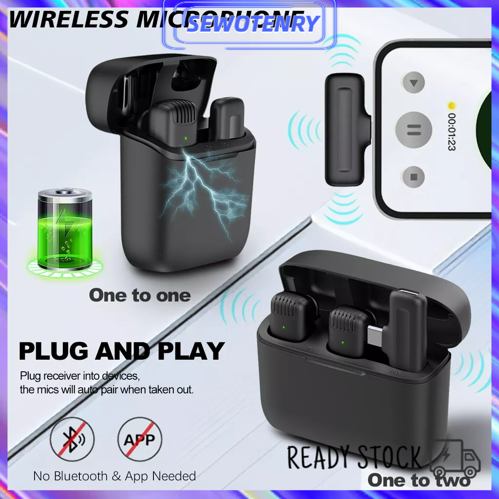 【COD】J11/J13 Mikrofon Nirkabel Lavalier dengan Kotak Pengisi Daya Wireless Microphone Mikrofon Lapel Mini Microphone Mic clip on untuk YouTube TikTok Facebook Live Streaming Vlogging