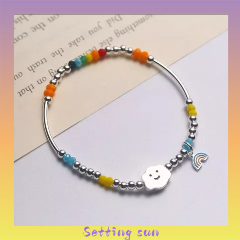 COD✨Gelang Awan Wajah Smiley Pelangi  Gelang Manik-manik Perhiasan Gelang Tangan Siswa Perempuan TN