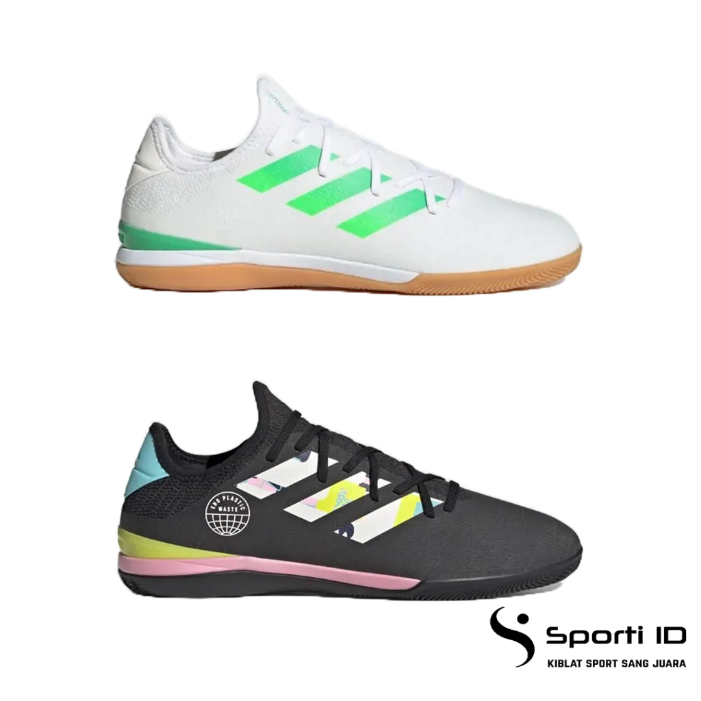 Sepatu Futsal Adidas Gamemode Knit IN - Core Black & White Green Original