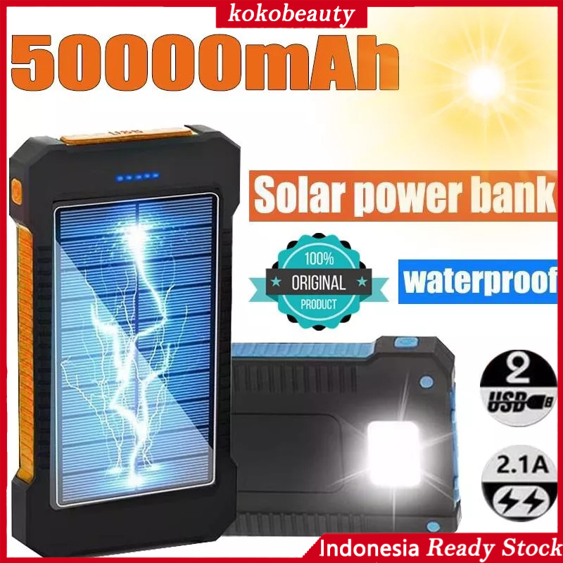 【Penjual Lokal】Daya seluler Bank Tenaga Surya Tahan Air Yang Kuat 50000mah Kompas Senter Bank Tenaga Surya Bank Daya Powerbanks