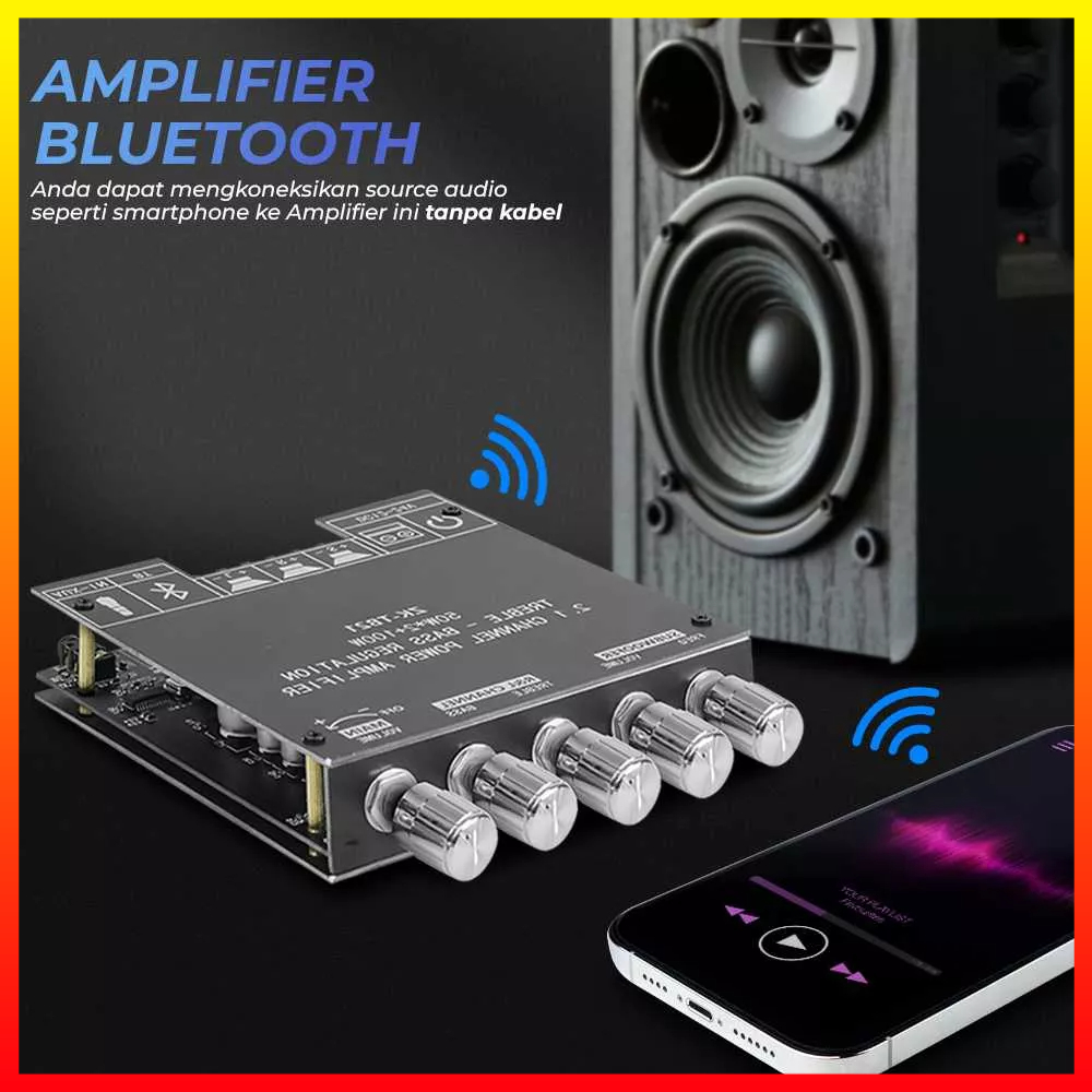 Speaker Amplifier DIY Bluetooth 5.0 Amplifier Board 50Wx2+100W SZM-TB21 - 7RSKCNBK