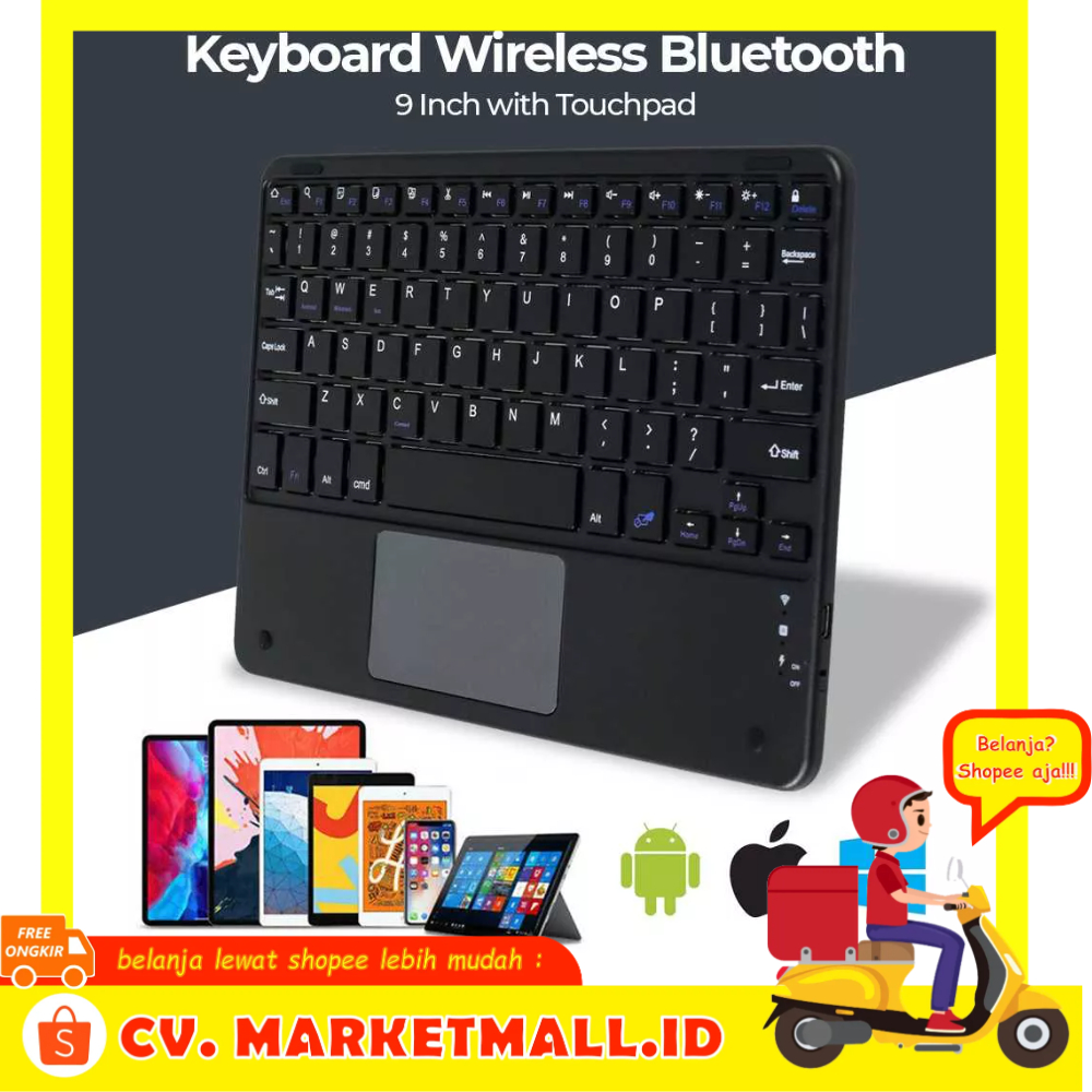 Keyboard Nirkabel Wireless Bluetooth Komputer Tablet PC Macbook 9 Inch with Touchpad Windyoung WD21 - 7CKY0GBK