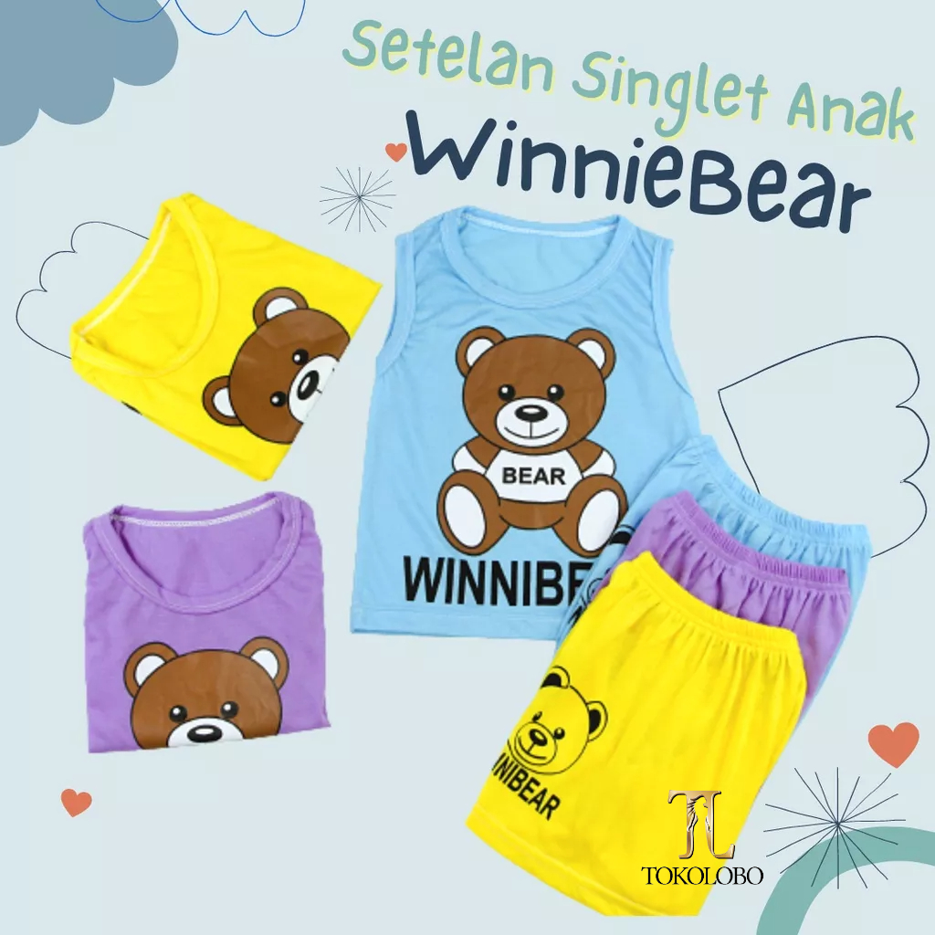 tokolobo Setelan Singlet Anak Winnibear