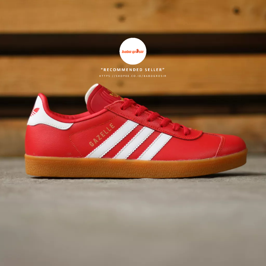 PROMO Sepatu Sneakers Adidas Gazelle Red White GUM Premium TOP Quality, Harga Termurah, Kualitas Mewah