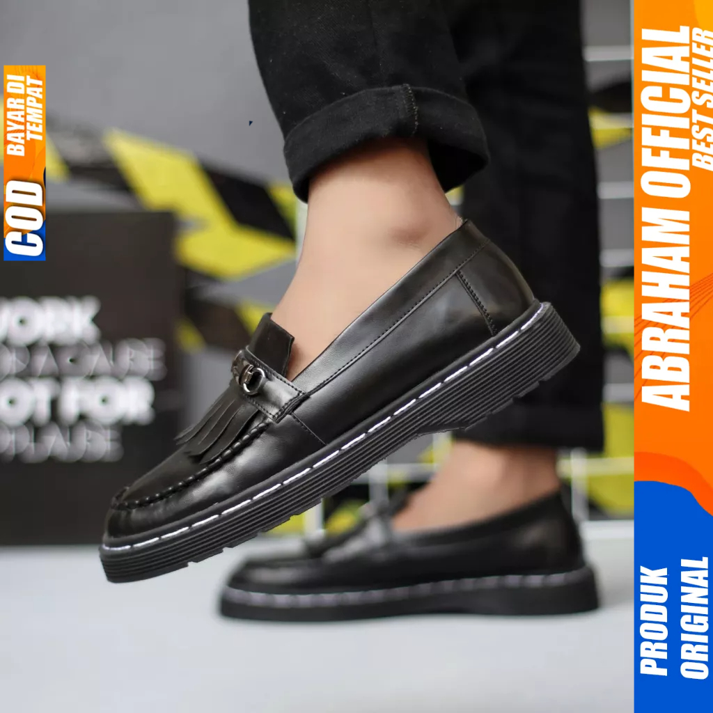 Sepatu Loafers Docmart Kerja Formal Pantofel Hitam Pria