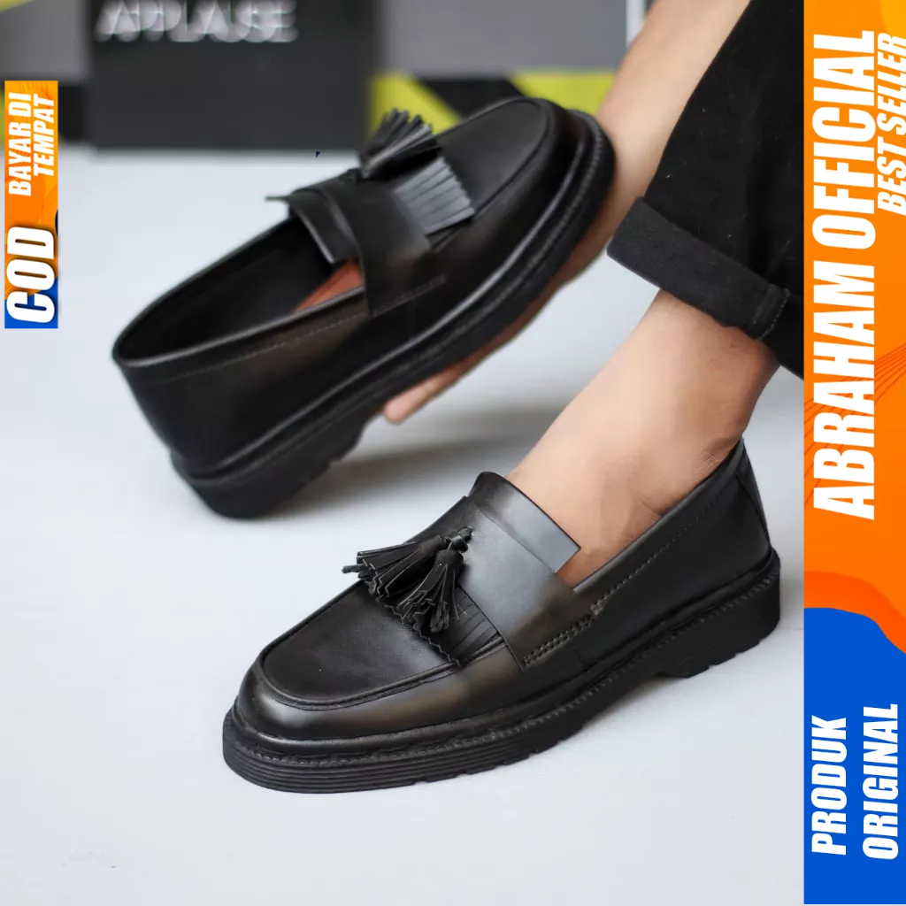 Sepatu Loafers Docmart Formal Hitam Kerja Pria