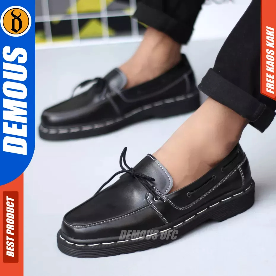 Demous Arben - Sepatu Loafers Pantofel Kerja Hitam Pria