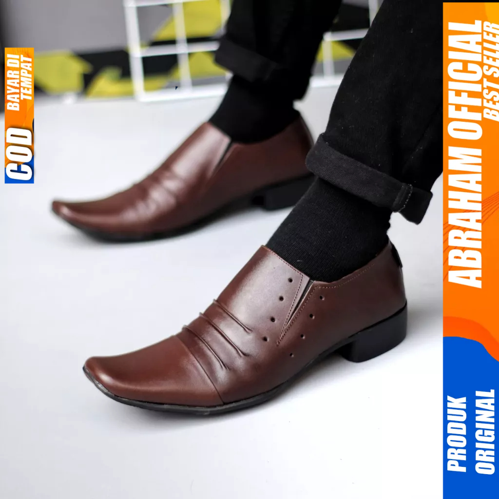 Sepatu Formal Pantofel Kulit Asli Kerja Hitam Ukuran Besar 44 45 46 47 Pria