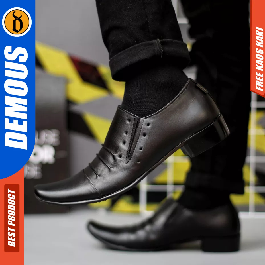 Sepatu Pantofel Formal Hitam Ukuran Besar 44 45 46 47 Kulit Asli Kerja Pria