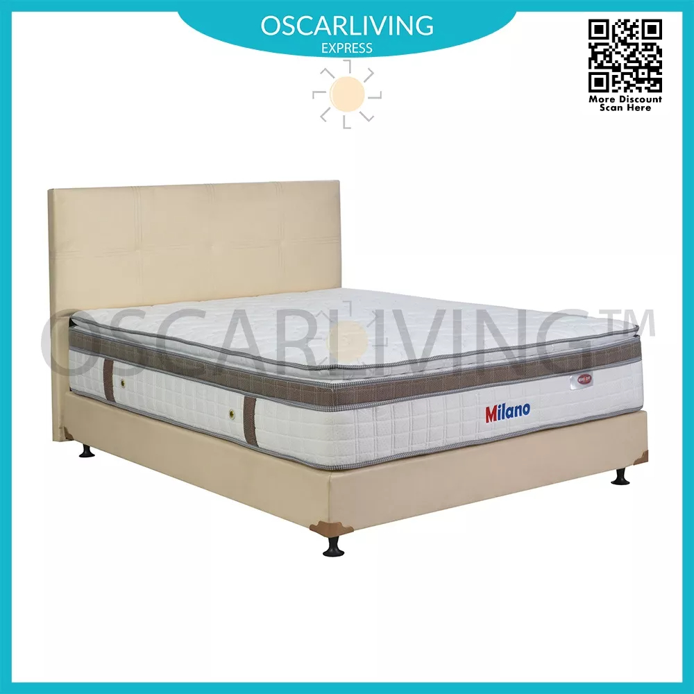 Eversoft Kasur Springbed Milano Latex Spring Putih HB Elegance Premium Cream Spring Bed Fullset - Ja