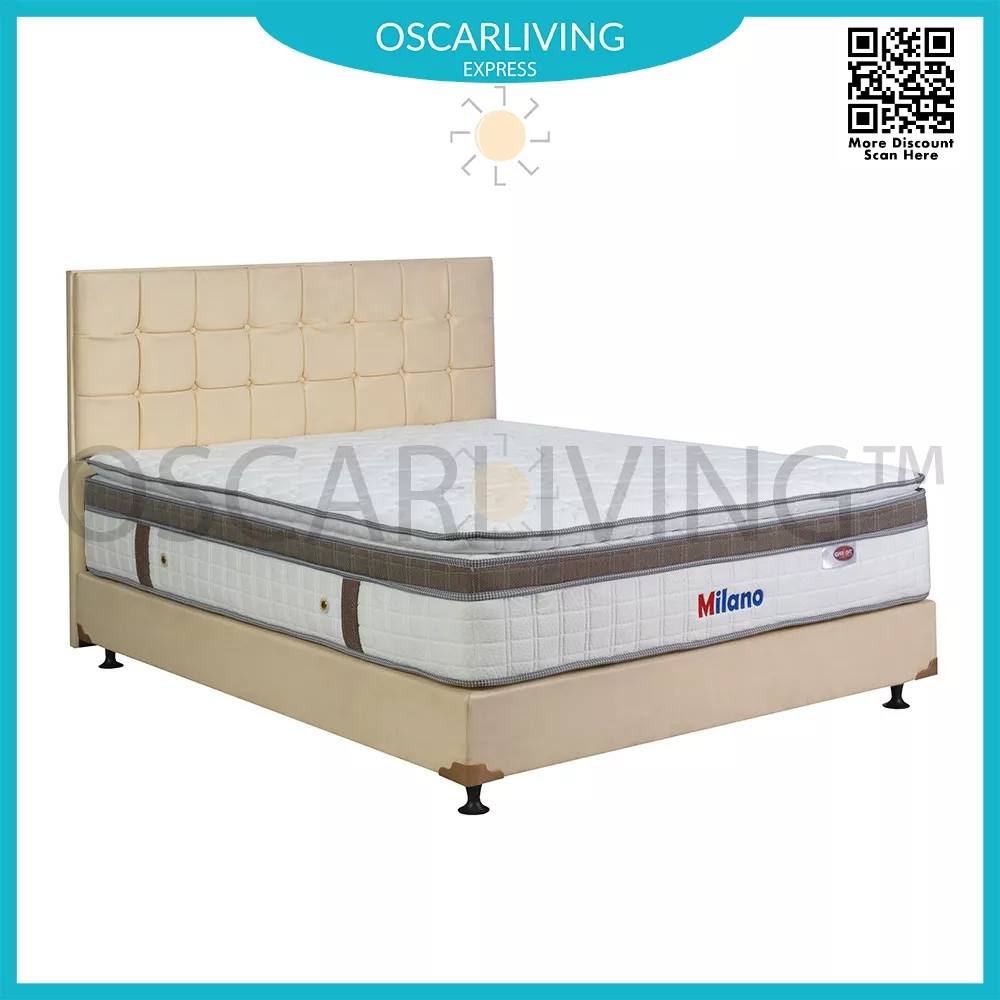 Eversoft Kasur Springbed Milano Latex Spring Putih HB Sydney Premium Cream Spring Bed Fullset - Jabo