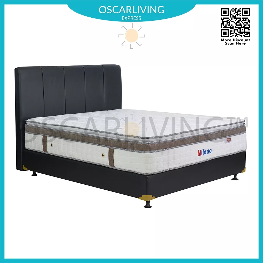 Eversoft Kasur Springbed Milano Latex Spring Putih HB Vadia Premium Oreo Spring Bed Fullset - Jabode