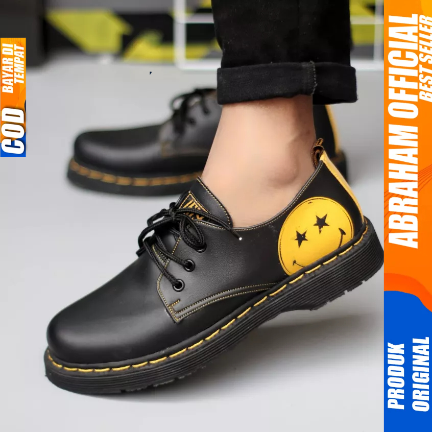 Sepatu Pantofel Formal Docmart Low Boots Casual Kulit Hitam Pria