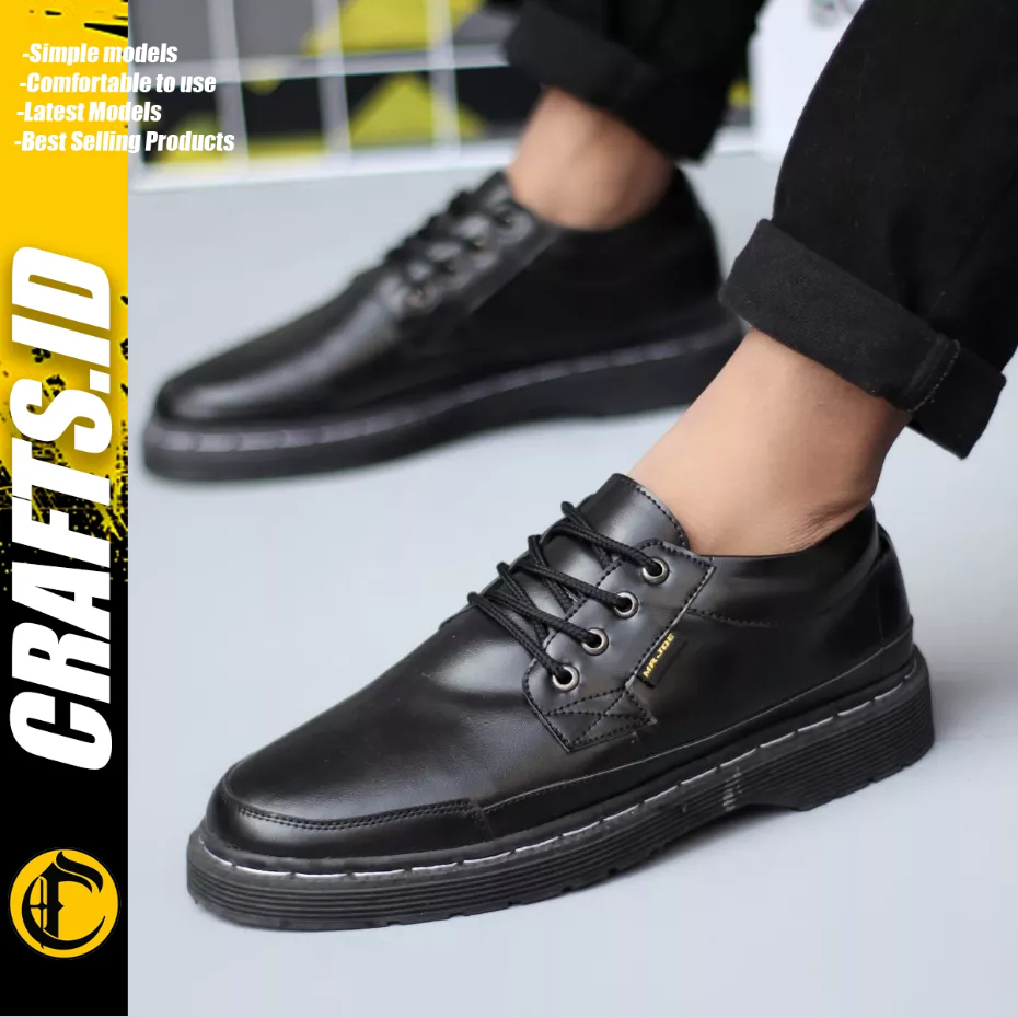 CRAFTS - Sepatu Formal Hitam Docmart Kulit Pu Kerja Pria