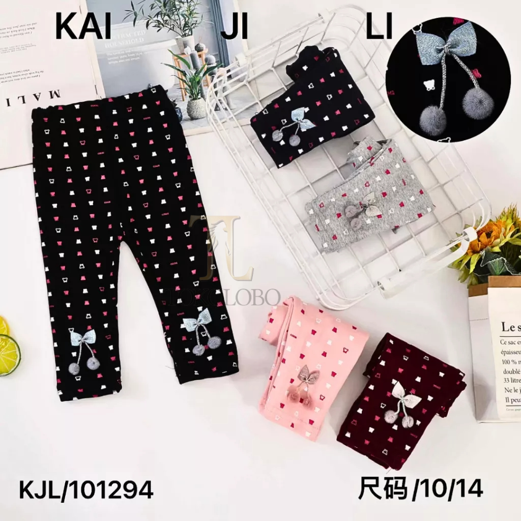 tokolobo (IMPORT) LEGGING ANAK  POMPOM RIBBON KD 101294