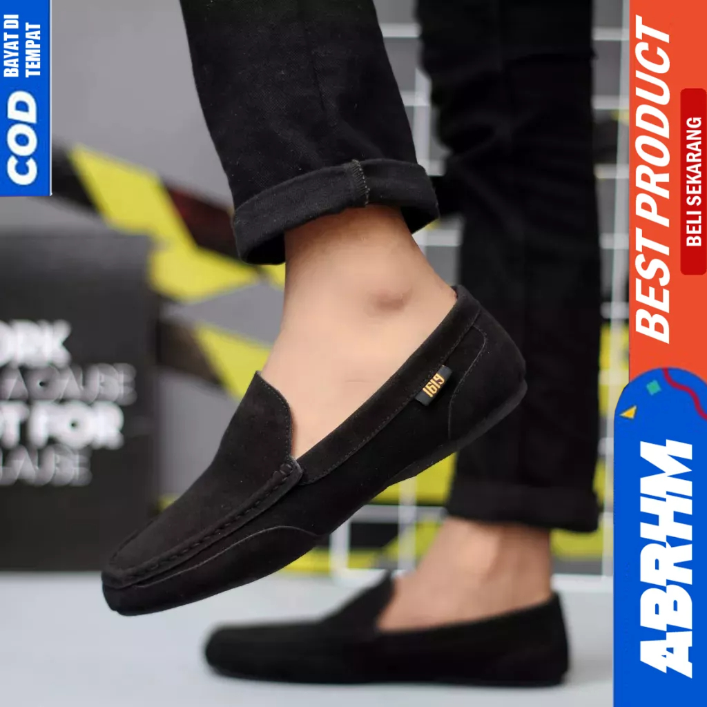 ABRHM Sepatu Slip On Casual Hitam Slop Pria