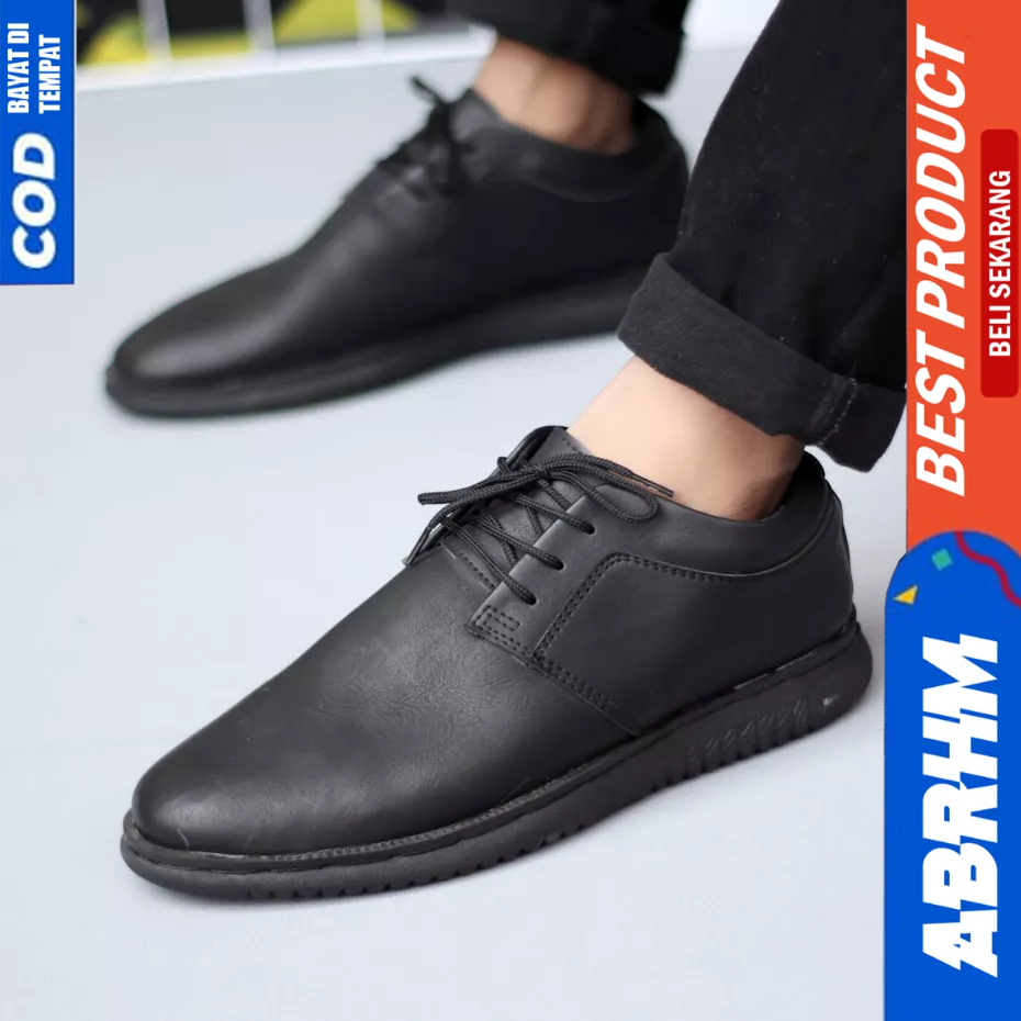 ABRHM Casual Sepatu Formal Oxford Pantofel Hitam Pria