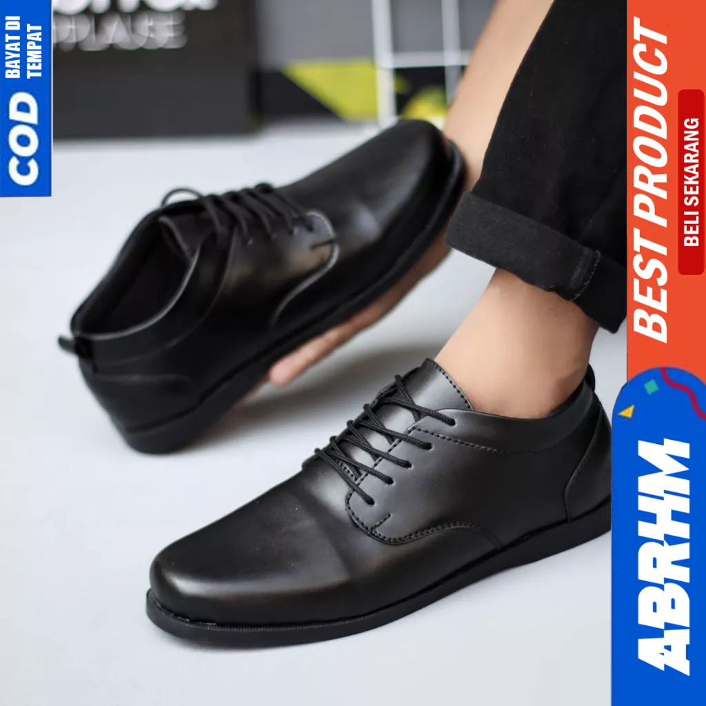 ABRHM Sepatu Oxford Formal Pantofel Hitam Tali Kerja Pria