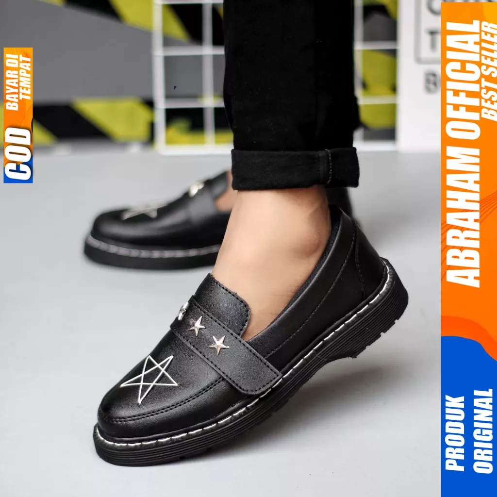 Sepatu Docmart Loafers Hitam Formal Pantofel Kerja Pria