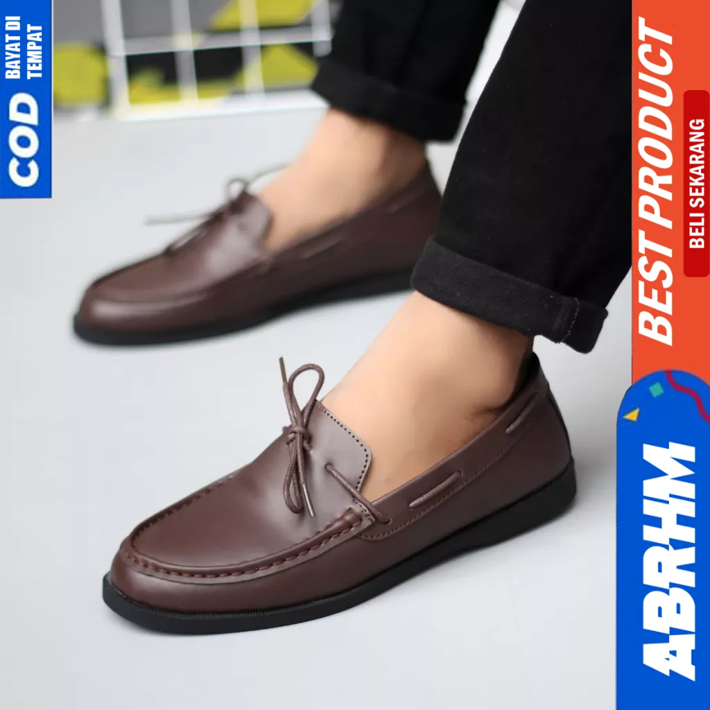 ABRHM Sepatu Loafers Hitam Formal Casual Kulit Pu Kerja Pria