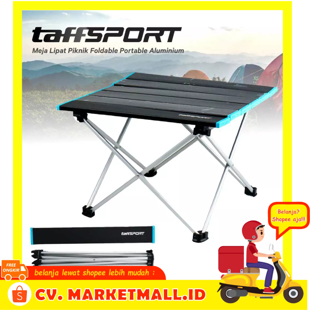 Meja Lipat Aluminium Portabel Profesional Ringan Untuk Memancing Hiking Berkemah TaffSPORT 8825 - 7RTP5EBK