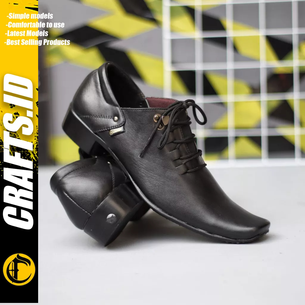 CRAFTS - Sepatu Formal Pantofel Tali Hitam Ukuran Besar 44 45 46 47 Kulit Asli Kerja Pria