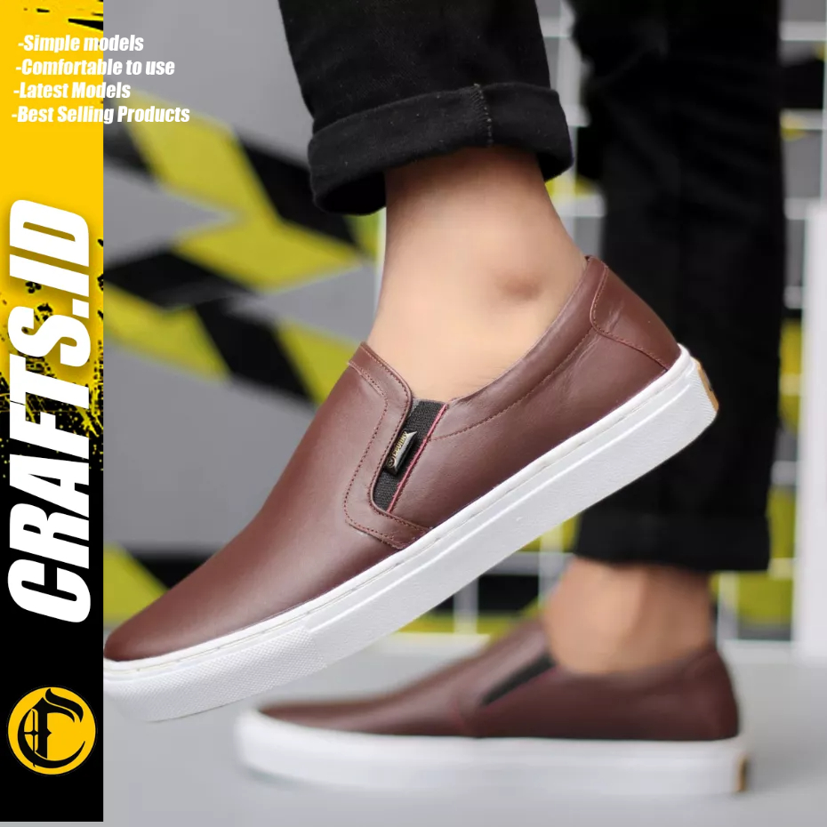 CRAFTS - Sepatu Formal Casual Hitam Sneaker Kulit Asli Pria