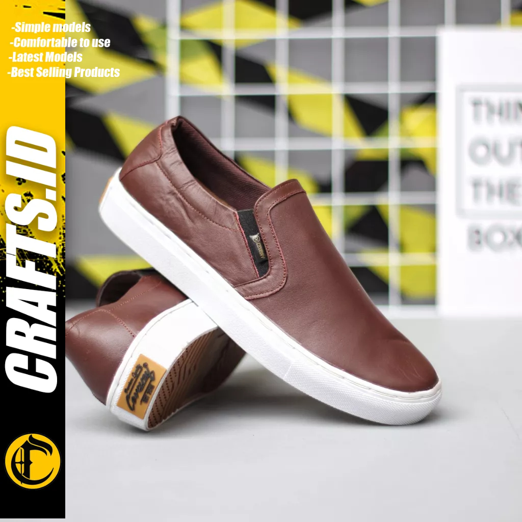 CRAFTS - Sepatu Formal Casual Hitam Sneaker Kulit Asli Pria