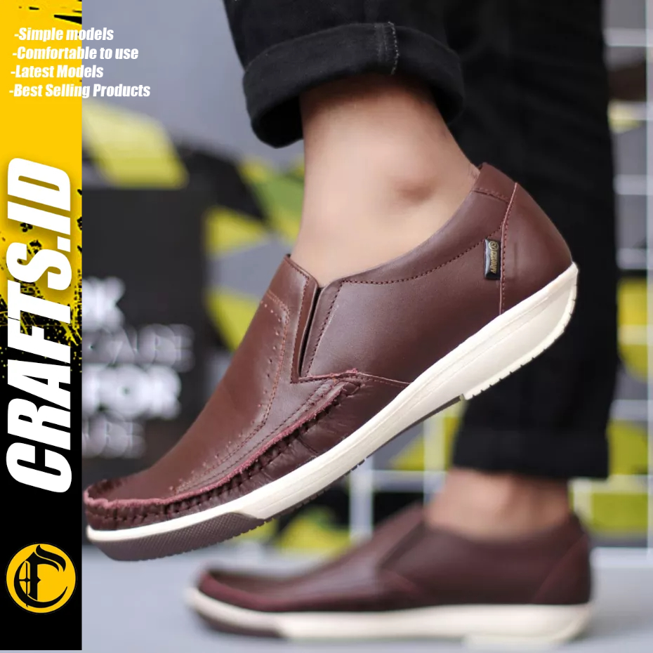 Crafts - Sepatu Pantofel Formal Kerja Hitam Kulit Asli Pria